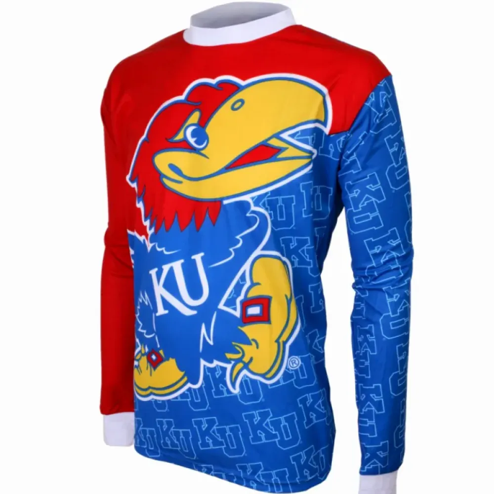 NCAA KU Kansas Jayhawks Mountain Long Sleeve MTB Bike Cycling Jerseys