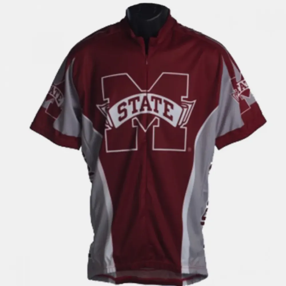 NCAA MSU Mississippi State University Bulldogs Short Sleeve Cycling Jerseys