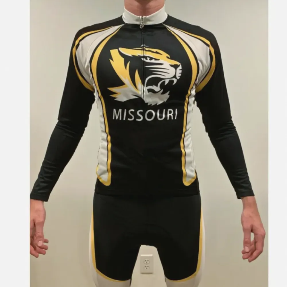NCAA MU, University of Missouri Mizzou Tigers Long Sleeve Cycling Jerseys