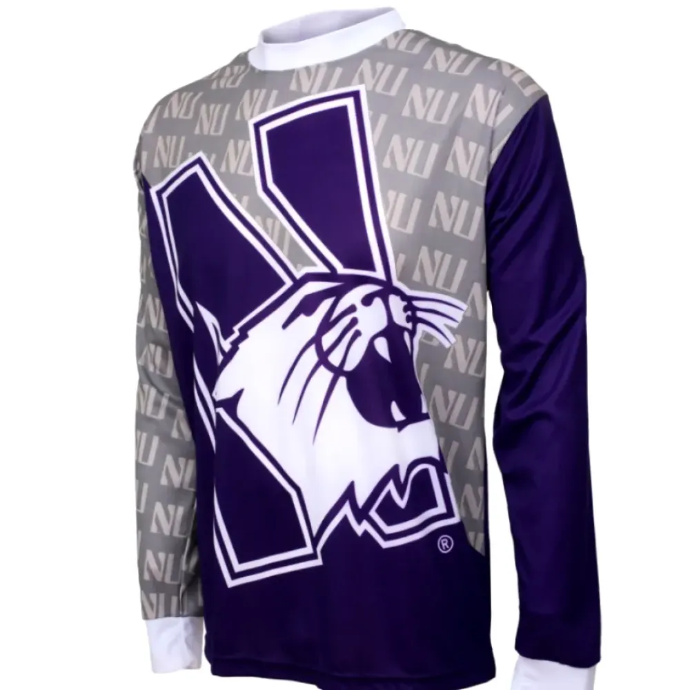 NCAA NU Northwestern University Wildcats Mountain Long Sleeve Bike MTB Cycling Jerseys