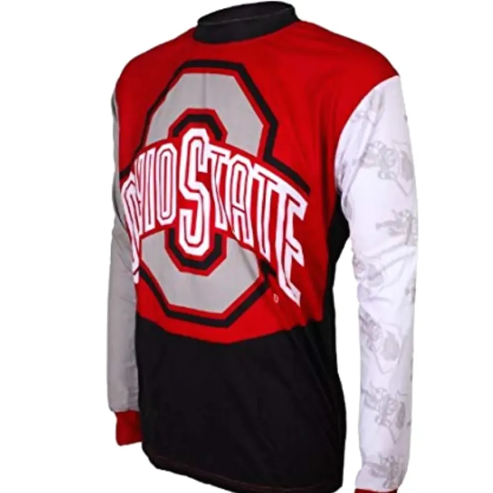 NCAA OSU The Ohio State University Buckeyes Mountain Long Sleeve Bike MTB Cycling Jerseys