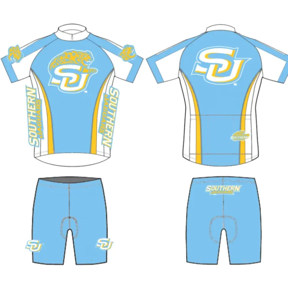 NCAA SU Southern University Jaguars Cycling Jersey And (Bib) Shorts