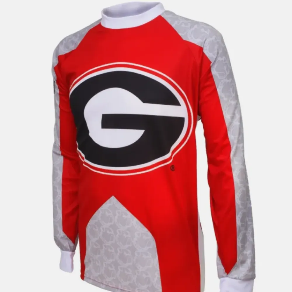 NCAA UGA University of Georgia Bulldogs Mountain Long Sleeve MTB Bike Cycling Jerseys