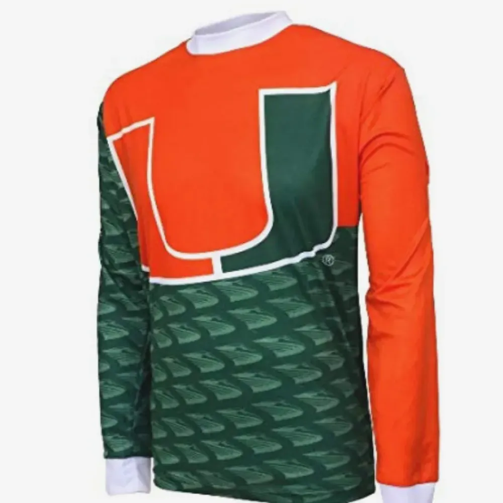 NCAA UM, The U of M, University of Miami (FL) Hurricanes Mountain Long Sleeve Bike MTB Cycling Jerseys