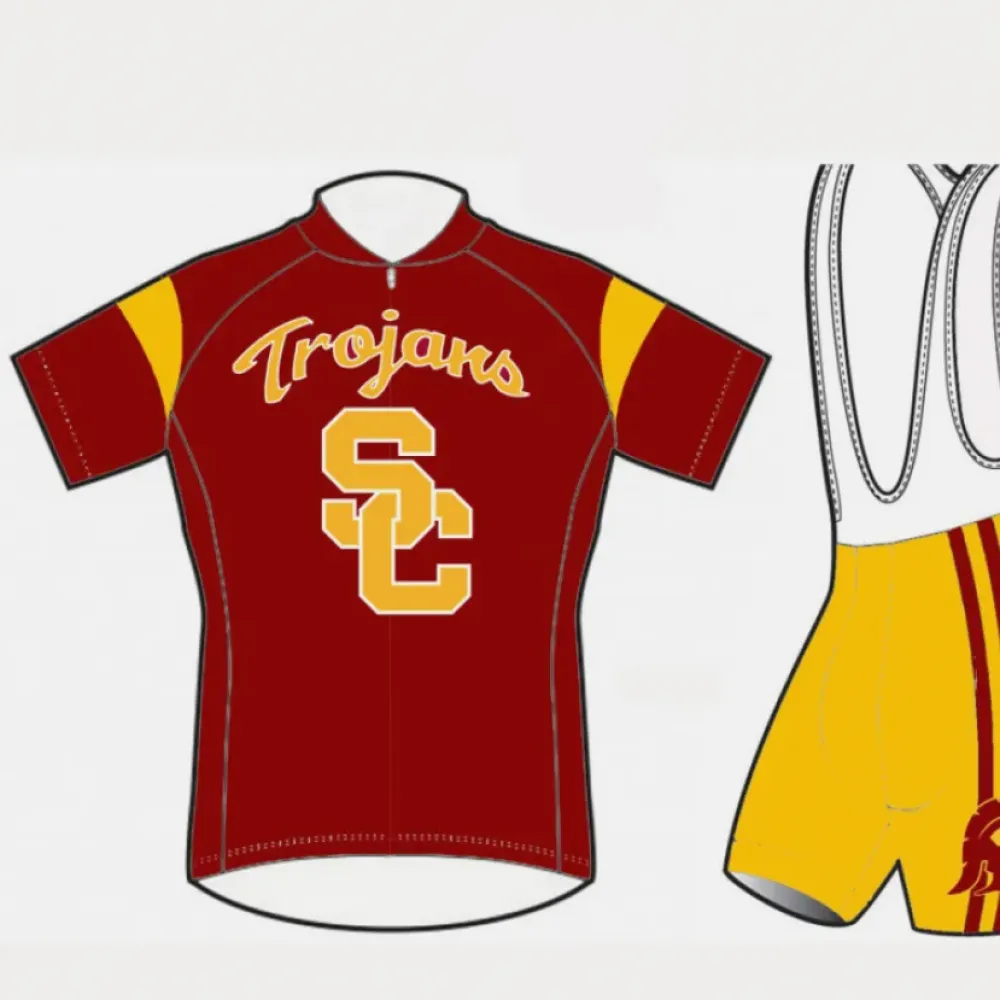 NCAA USC University of Southern California Trojans Short Sleeve Cycling Jerseys bib shorts