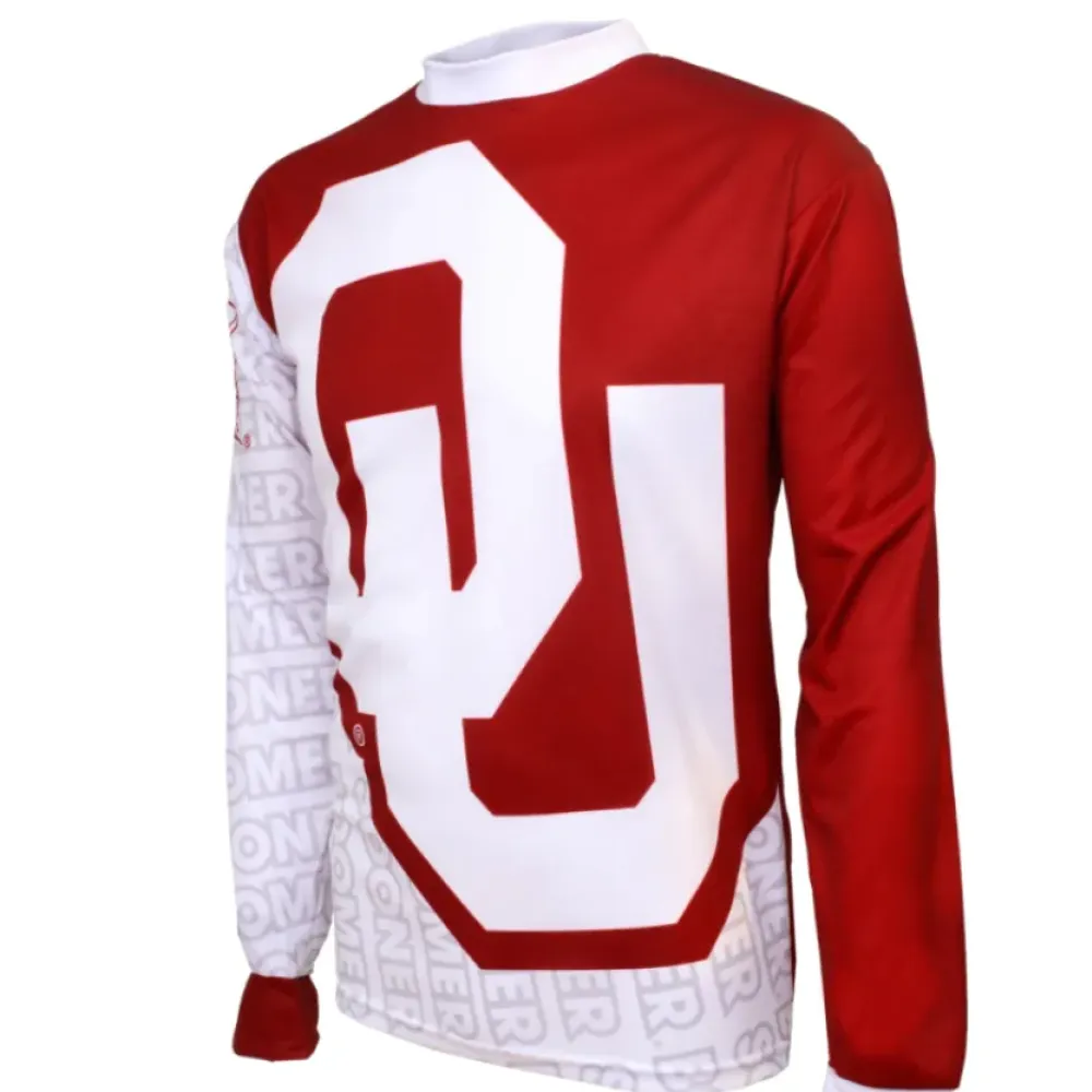 NCAA OU University of Oklahoma Sooners Mountain Long Sleeve Bike MTB Cycling Jerseys