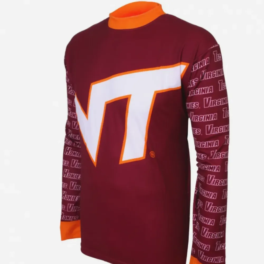 NCAA VT VPI Virginia Polytechnic Institute and State University Virginia Tech Hokies Mountain Long Sleeve Bike MTB Cycling Jerseys