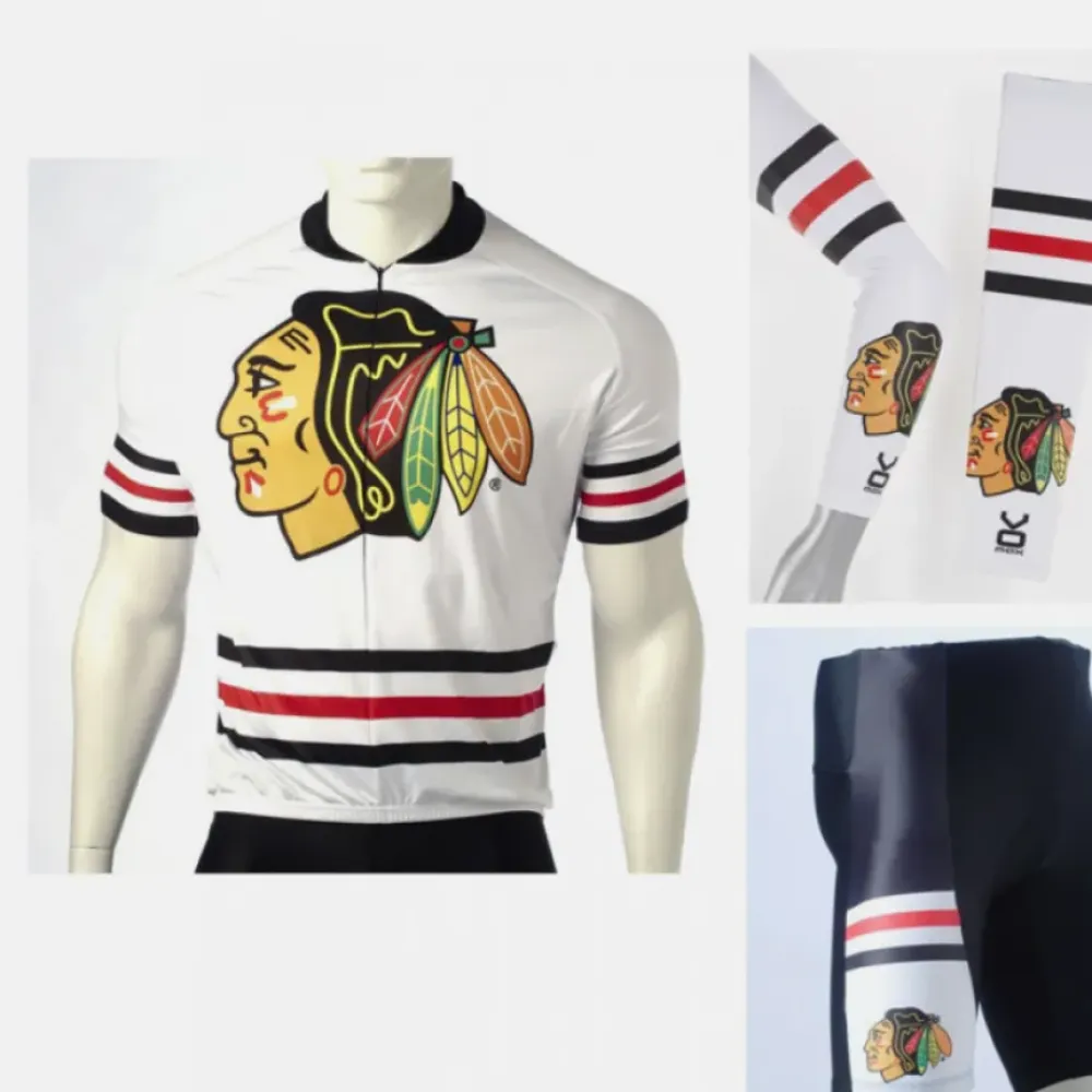 NHL Chicago Blackhawks Cycling Jerseys Bib Shorts Arm Warmers