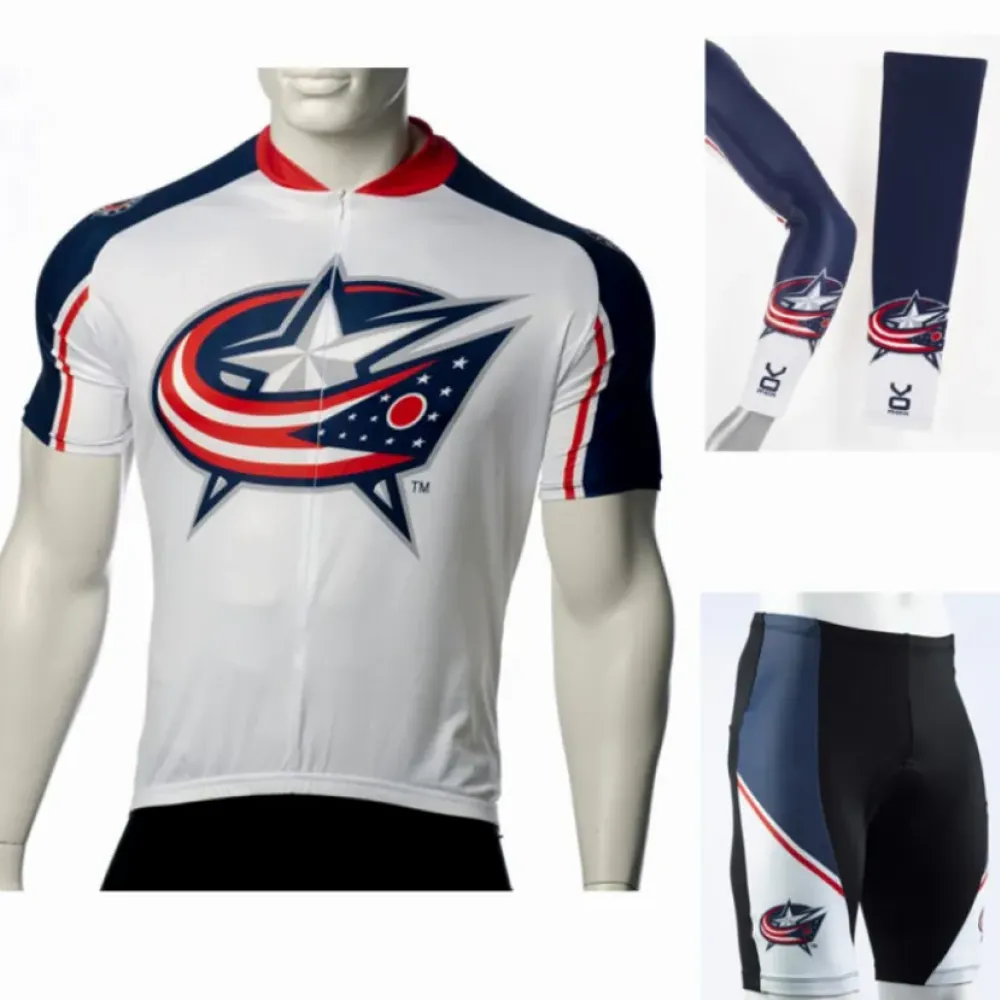 NHL Columbus Blue Jacket Cycling Jerseys Bib Shorts Arm Warmers