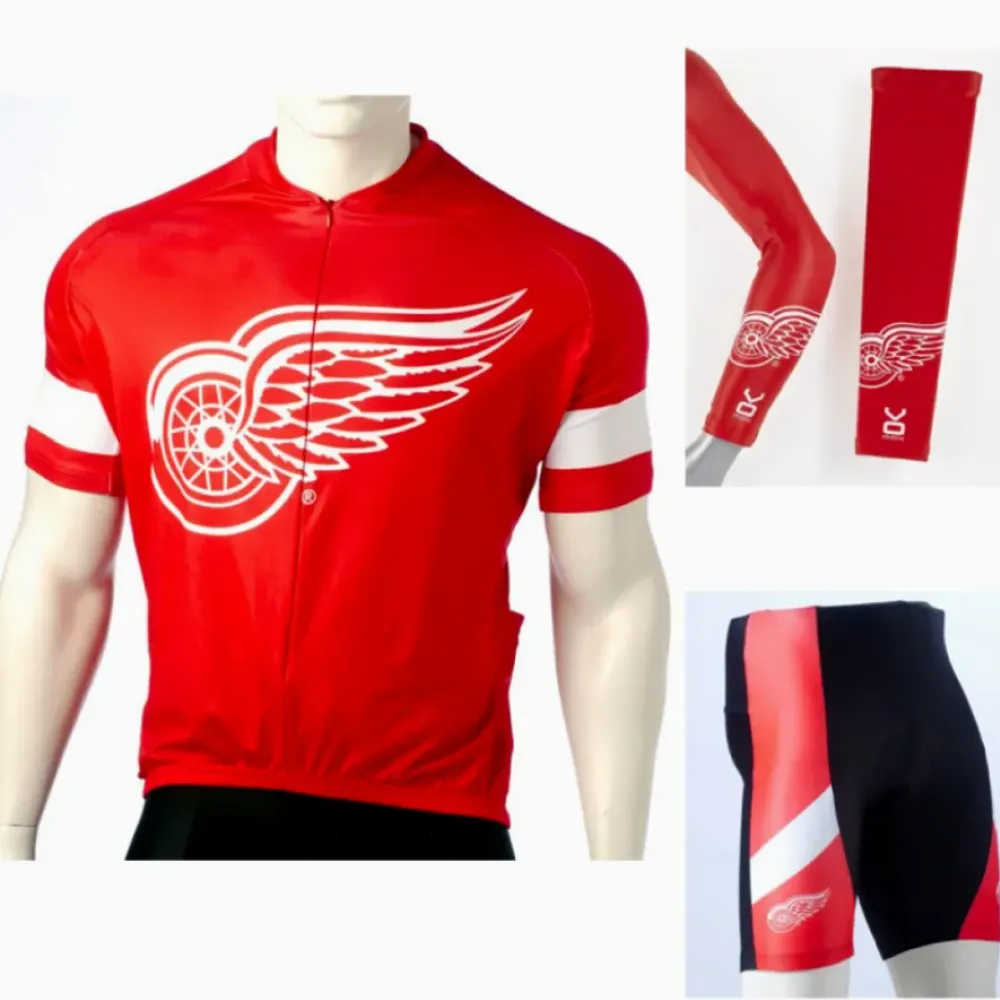 NHL Detroit Red Wings Cycling Jerseys Bib Shorts Arm Warmers