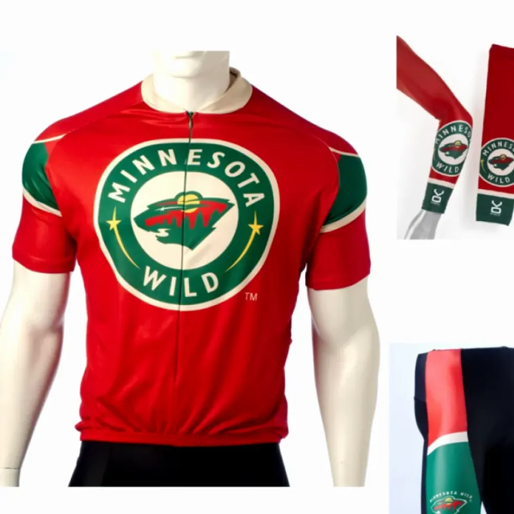 NHL Minnesota Wild Cycling Jerseys Bib Shorts Arm Warmers