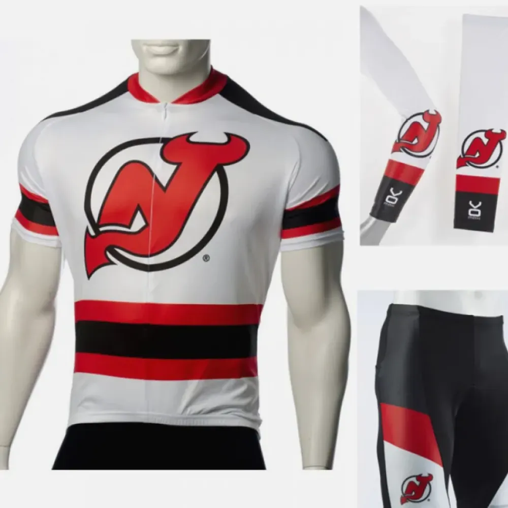 NHL New Jersey Devils Cycling Jerseys Bib Shorts Arm Warmers