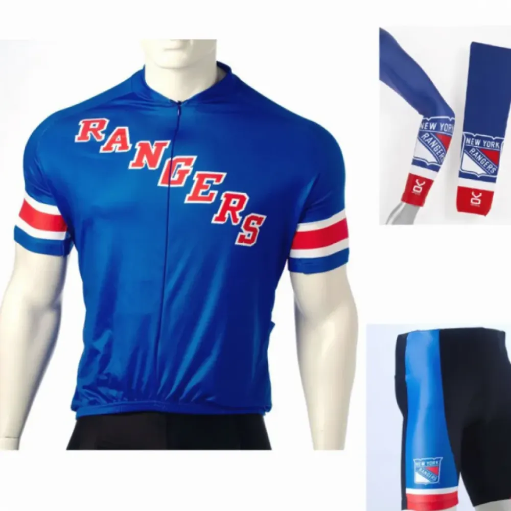 NHL New York Rangers Cycling Jerseys Bib Shorts Arm Warmers