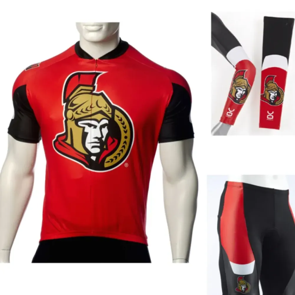 NHL Ottawa Senators Cycling Jerseys Bib Shorts Arm Warmers